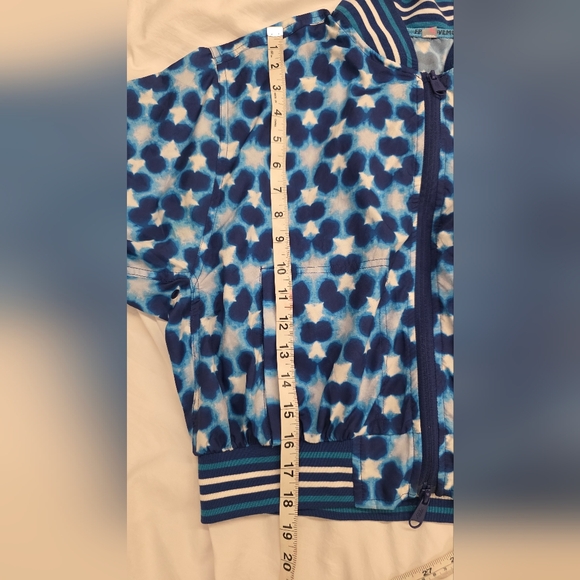 Free People Movement Blue Tie-Dye Cropped Bomber Jacket Size Small EUC - Picture 14 of 15